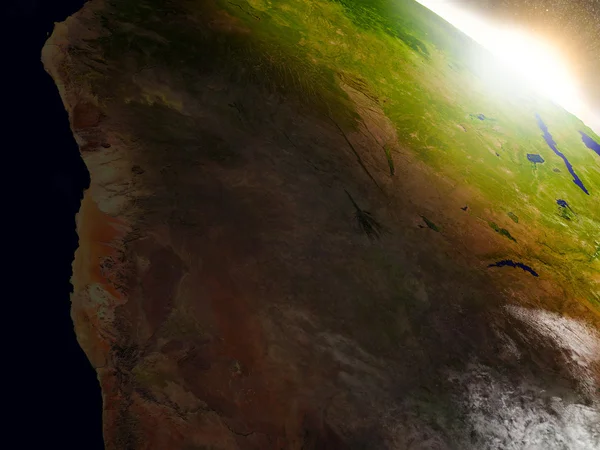 Namibia y Botswana desde el espacio durante el amanecer — Foto de Stock