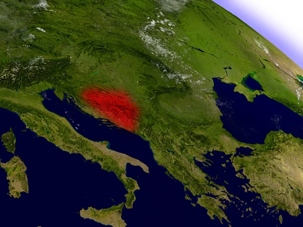 Боснія з космосу виділено червоним кольором — стокове фото