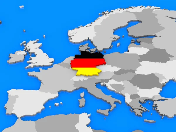 Германия выделяется на карте — стоковое фото