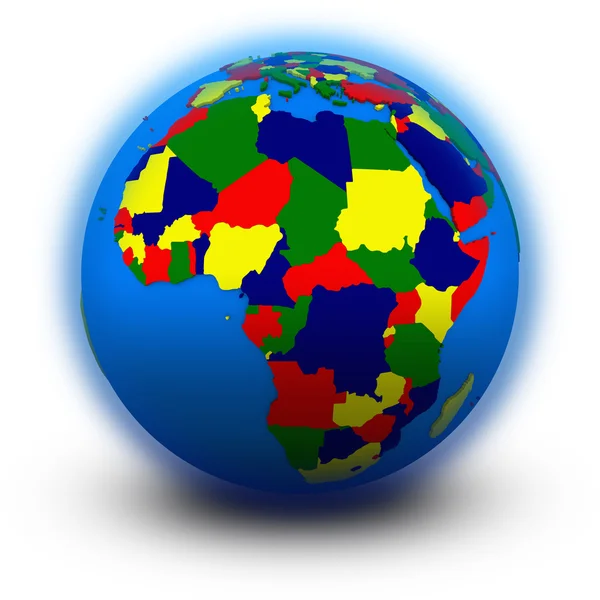 Afrika op politieke wereldbol — Stockfoto