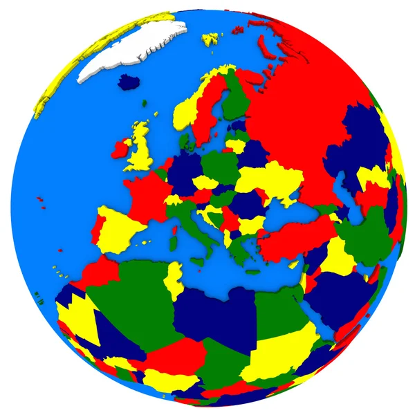 Europa på jorden politiska karta — Stockfoto