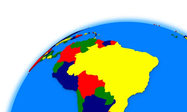 South America on globe political map — Stock Photo, Image