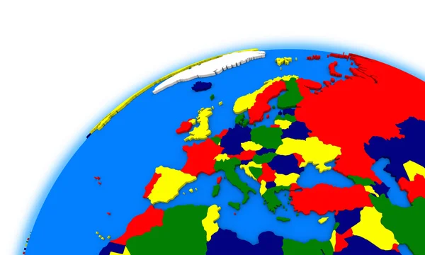 Европа на политической карте мира — стоковое фото