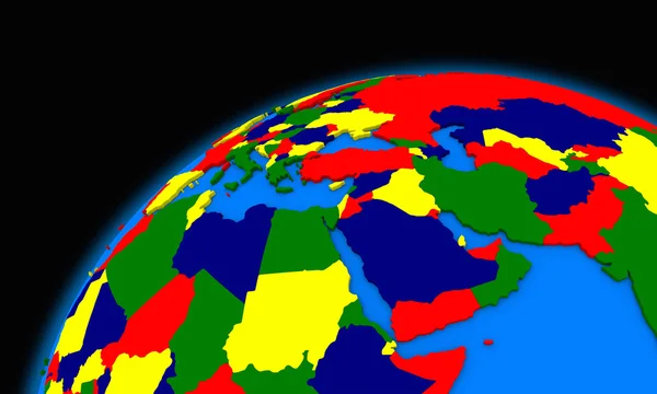 Região do Oriente Médio no planeta Terra mapa político — Fotografia de Stock