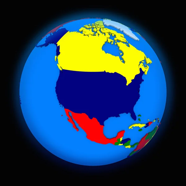 North America on political Earth — Stock Photo, Image