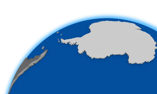 Antarctica on globe political map — стокове фото