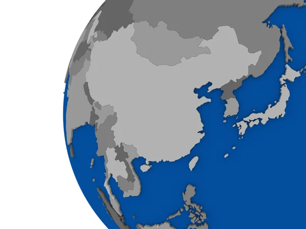 Region wschodniej Azji na Globus polityczny — Zdjęcie stockowe