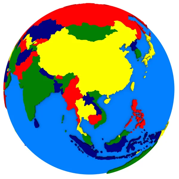 Południowo-wschodniej Azji na politycznej mapie — Zdjęcie stockowe