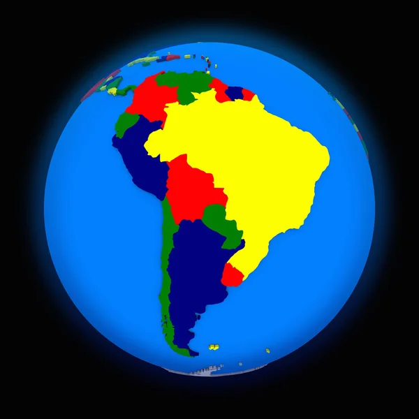 Zuid-Amerika op politieke aarde — Stockfoto