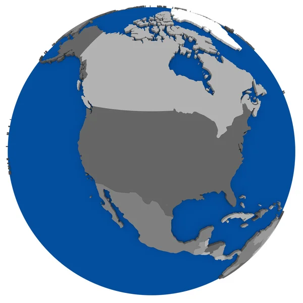 Северная Америка на политической карте Земли — стоковое фото