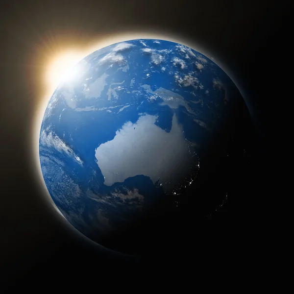 Sol sobre a Austrália no planeta Terra — Fotografia de Stock