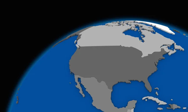 北美在行星地球政治地图上 — 图库照片