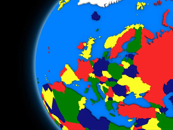 Европейский континент на политической Земле — стоковое фото