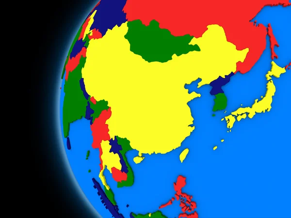 Região leste da Ásia na Terra política — Fotografia de Stock