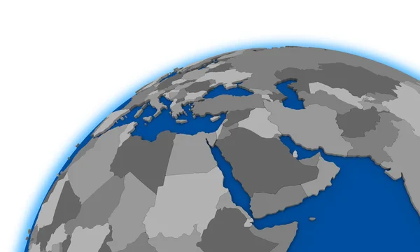 中东地区在世界政治地图上 — 图库照片