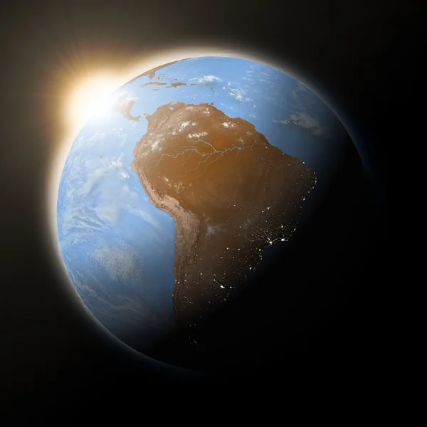 Sun over South America on planet Earth — Stock Photo, Image