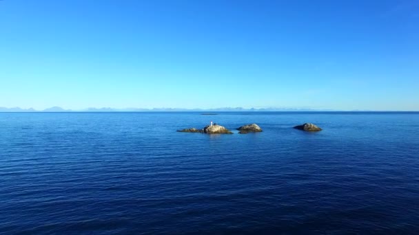 Малі скелясті острови з маяком у морі — стокове відео