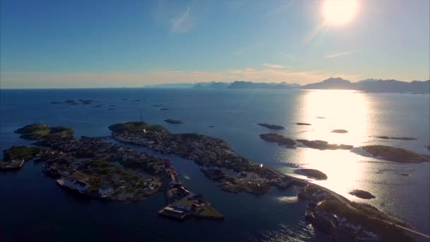 Fishing town of Henningsvaer on Lofoten islands, Norway — Stock Video