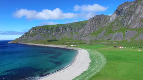 Překrásná pláž Lofoten, Norsko — Stock video