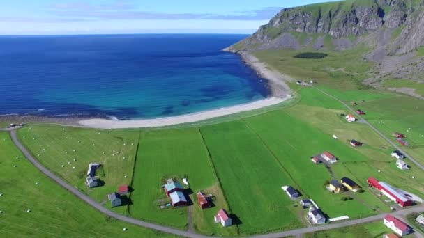 Village d'Unstad sur Lofoten, Norvège — Video