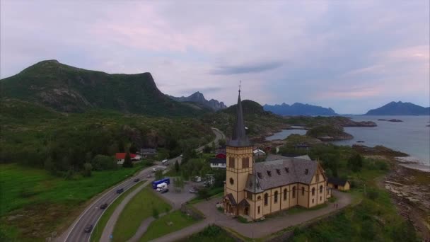 Lofoten katedralen i Norge — Stockvideo