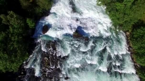 Aerial view of river rapids on Norwegian river — Stock Video