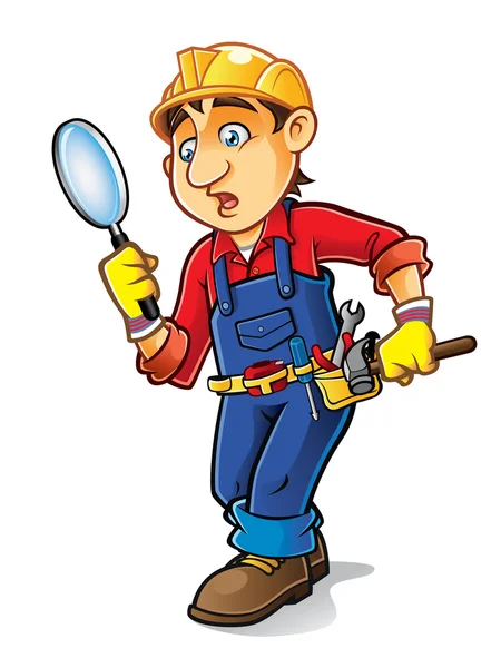 Cartoon Builder Searching — Stock Vector