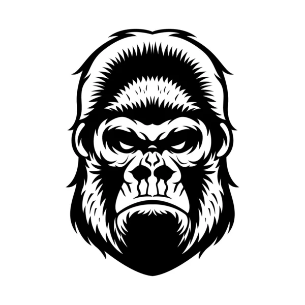 Gorilla huvud Bw — Stock vektor