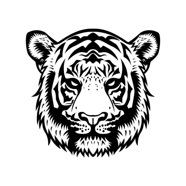 Cabeza de tigre BW — Vector de stock