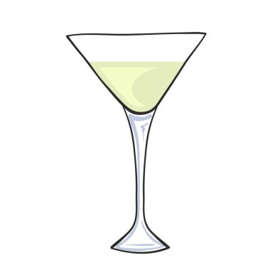 Tasarım için beyaza izole edilmiş el yapımı martini kadehi, stok vektör çizimi