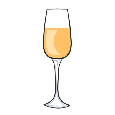 Tasarım için beyaza izole edilmiş el yapımı şampanya kadehi, stok vektör çizimi