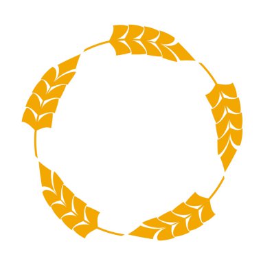 Buğday ya da arpa kulağı. Buğday hasadı, pirinç sapı ve tam ekmek tanecikleri veya tarla tahıllı çavdar tanecikli tarım ürünleri kulak sembolü beyaz üzerine sınır