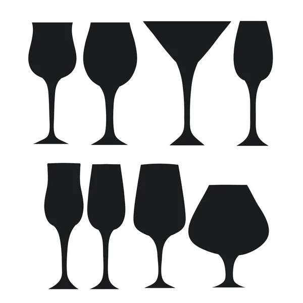 Verres Vin Dessinés Main Isolés Sur Blanc Pour Conception Illustration — Image vectorielle