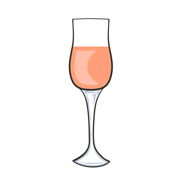 Vidrio Dibujado Mano Vino Blanco Aislado Blanco Para Diseño Ilustración — Vector de stock