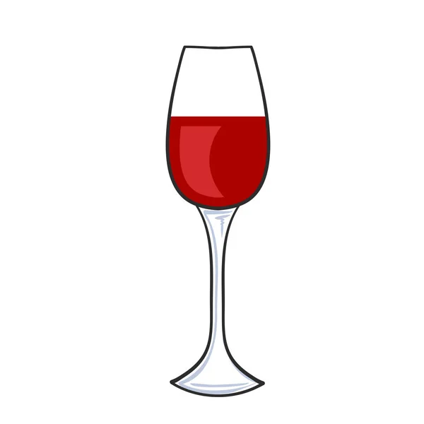 Verre Dessiné Main Vin Rouge Isolé Sur Blanc Pour Conception — Image vectorielle
