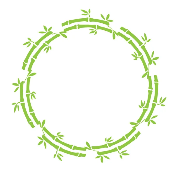 Grüner Bambus Handgezeichnetes Rundes Randelement Für Kartendesign Auf Weiß Vektor — Stockvektor