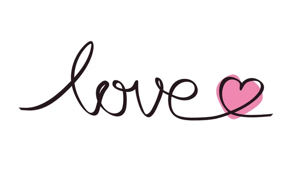 ロマンチックなピンクのハートのシンボルとデザインバナーやポスターハンドドローイングのための愛の言葉の手紙 — ストックベクタ