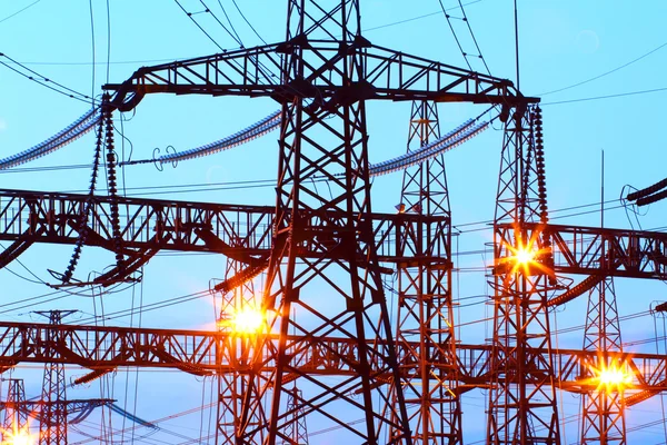 Electric substation with power lines. — Stock Photo, Image