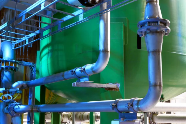 Industrial pipeline.Interior of chemical factory — Stock Photo, Image