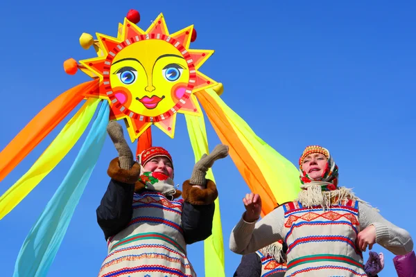 Festival liburan nasional tradisional Rusia ^ "Maslenitsa ". — Stok Foto