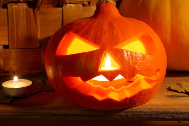 Cadılar Bayramı arka plan. Kırsal bir iç kabak.