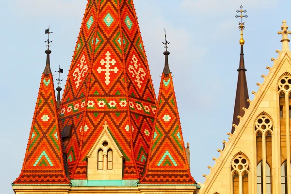 Detaljer av gotisk arkitektur av en katedral av Saint Matyash. — Stockfoto