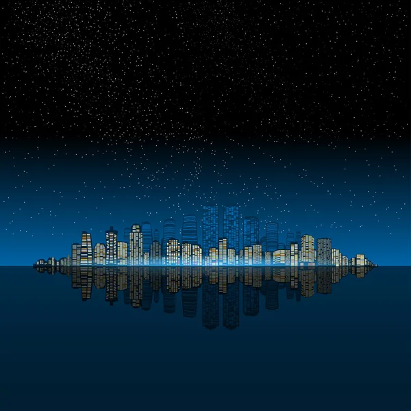 Noche ciudad moderna — Vector de stock