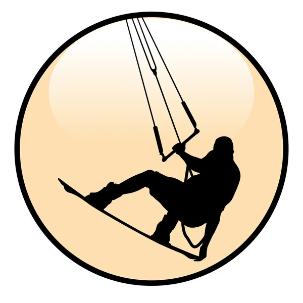 Kiteboarding Rider Icon isolerad på vit bakgrund. — Stock vektor