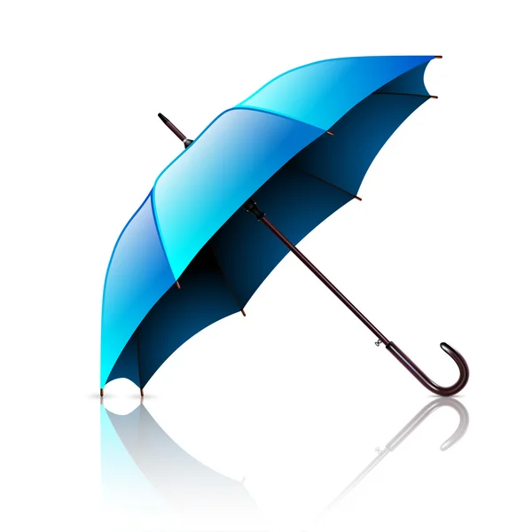 Paraguas azul abierto aislado sobre fondo blanco . — Vector de stock