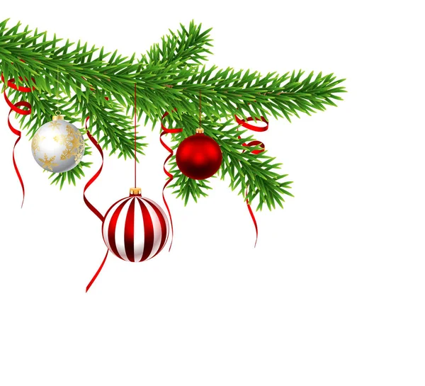 Çam dalları ve topları olan Noel tebrik kartı.. 