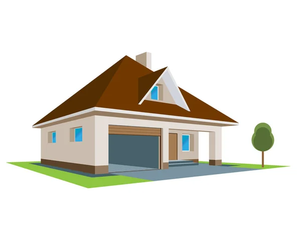 Een Nieuw Huisje House Icon Geïsoleerd Witte Achtergrond Illustratievector — Stockvector