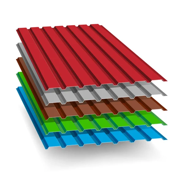 Zestaw Różnych Typów Dachu Metalowego — Wektor stockowy