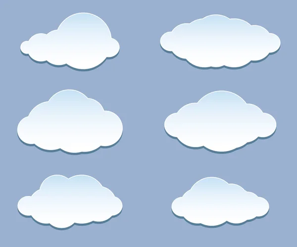 Nubes Blancas Dibujos Animados Set Iconson Azul Para Mensajes Banners — Vector de stock