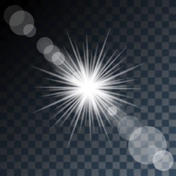 Светящаяся звезда и свет на прозрачном фоне . — стоковый вектор